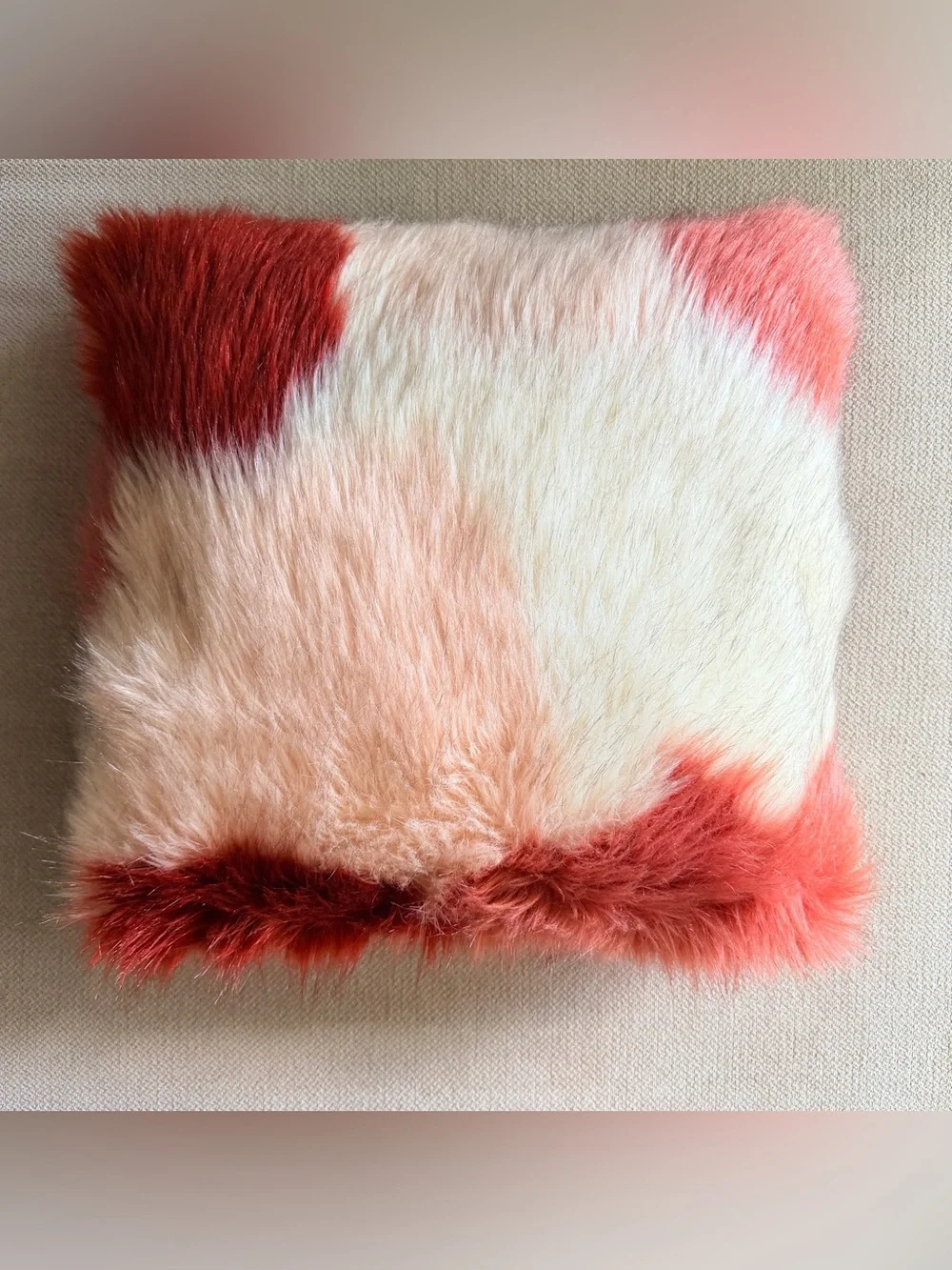 Target Opalhouse Square Colorblock Faux Fur Throw Pillow – Pink, Cream, and Rust